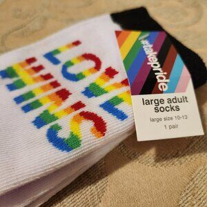 rainbow LOVE WINS Pride #takepride adult socks large size 11-13